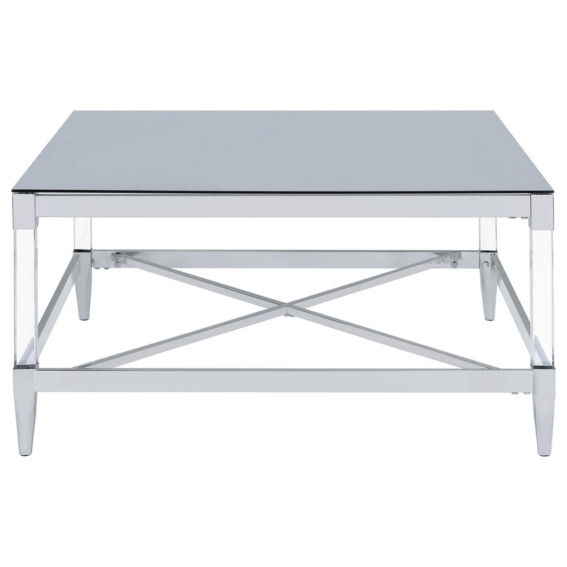 Lindley Square Tempered Mirror Acrylic Coffee Table Chrome