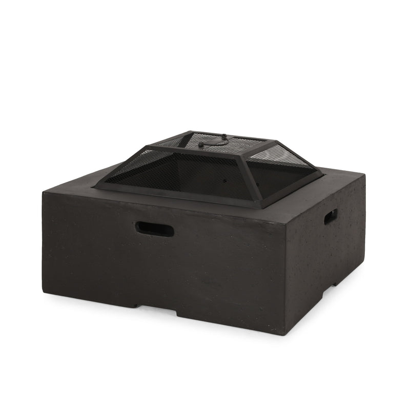 Outdoor Square Mgo Wood Burning Fire Pit - Dark Gray