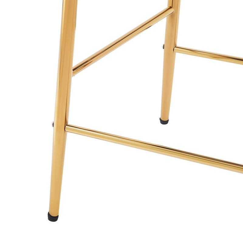 Modern Counter Stools (Set of 2) Counter Stools With Iron Frame, Soft Back And Cushion, Footrest, Suitable For Kitchen - Beige