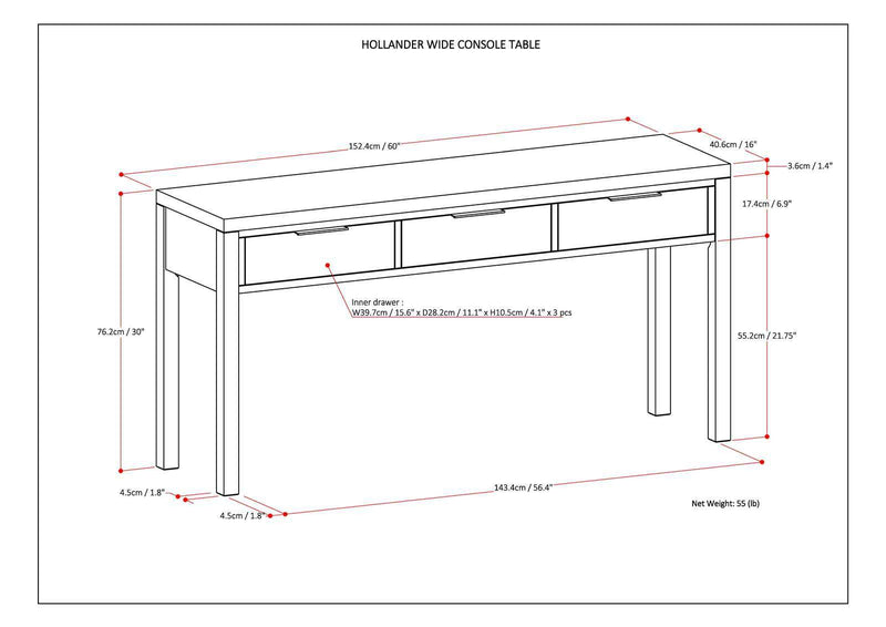 Hollander - Wide Console Table