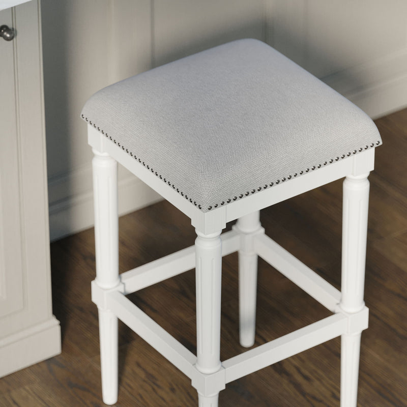Square Stool With Upholstered Seat