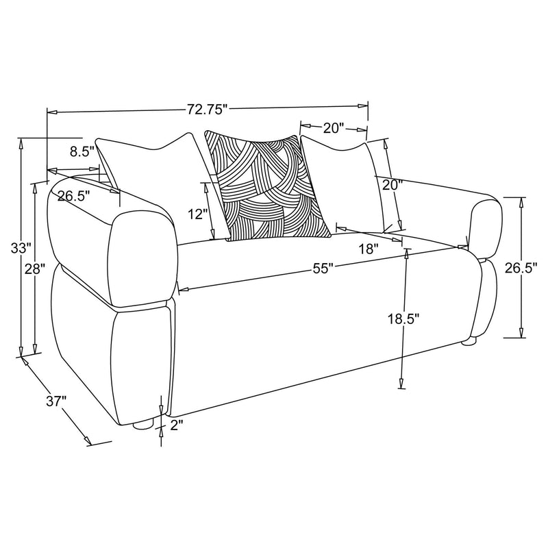 Jeanette 73-inch Fabric Upholstered Round Arm Loveseat Beige