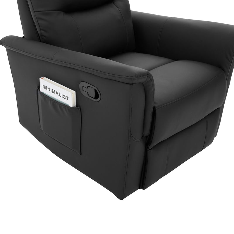 Manual Recliner Chair With 8 Point Massage And Swivel Function For Living Room - Black