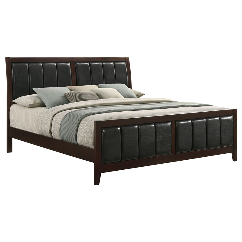 Eastern King Panel Bed With Upholstered Headboard And Footboard - Cappuccino