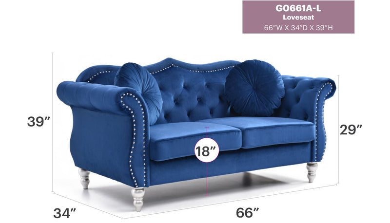Stylish Flared Arm Loveseat