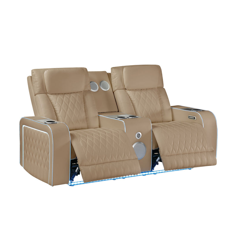 Electra - 3 Piece Power Reclining Sofa, Loveseat And Recliner Set With Power Headrests, Massage And LED Lighting
