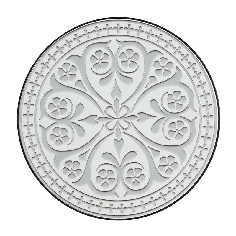 Outdoor Round Side Table With Mosaic Style Top And Curved Iron Legs