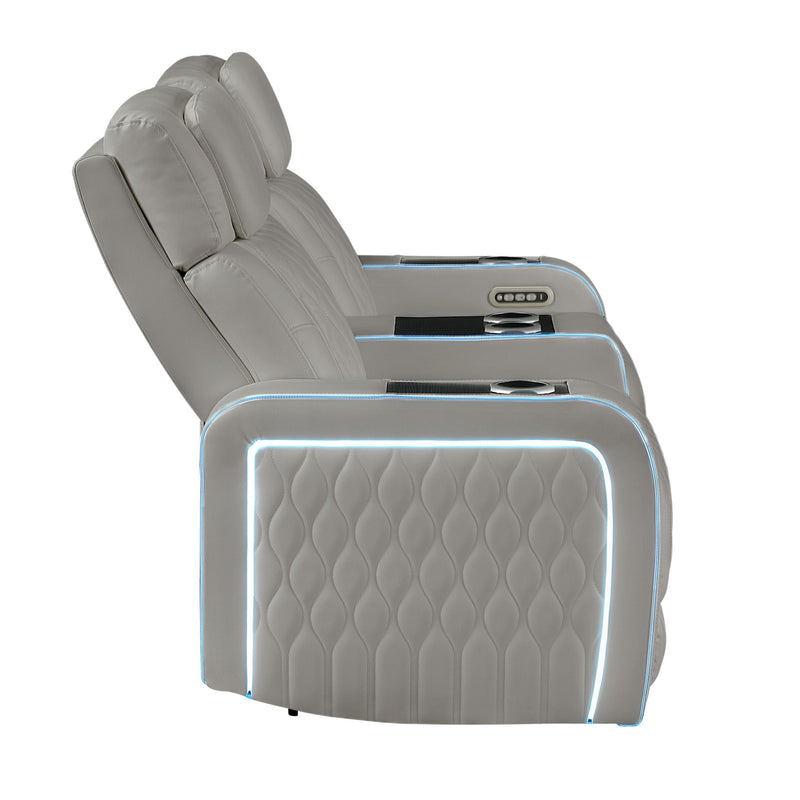 Electra - 3 Piece Power Reclining Sofa, Loveseat And Recliner Set With Power Headrests, Massage And LED Lighting