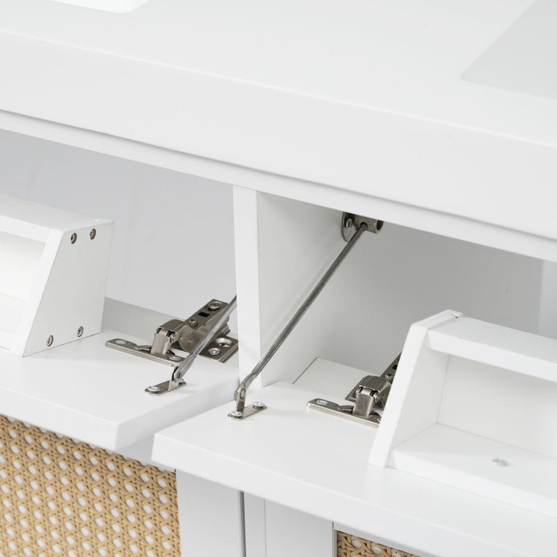 Bathroom Vanity With Double Sink, Large Storage Space - White