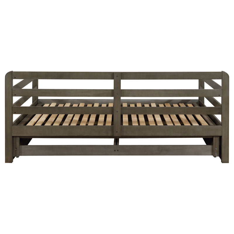 Twin Long 2 Drawer Daybed With Extendable Trundle, Storage Drawers, Fits Standard Mattress - Gray
