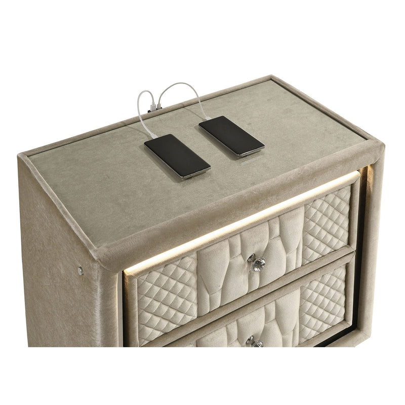 Mika - 2 Drawer LED Nightstand With USB