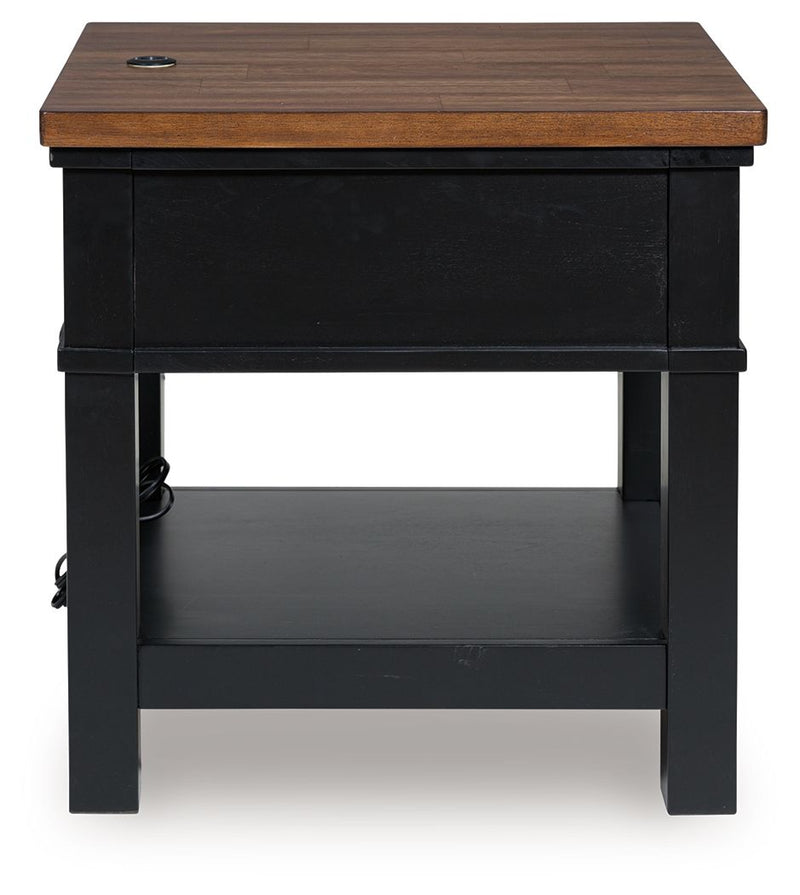 Wildenauer - Rectangular End Table - Brown / Black