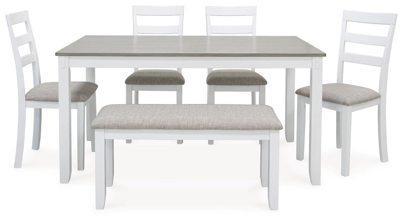 Stonehollow - Rectangular Drm Table Set (Set of 6) - White / Gray