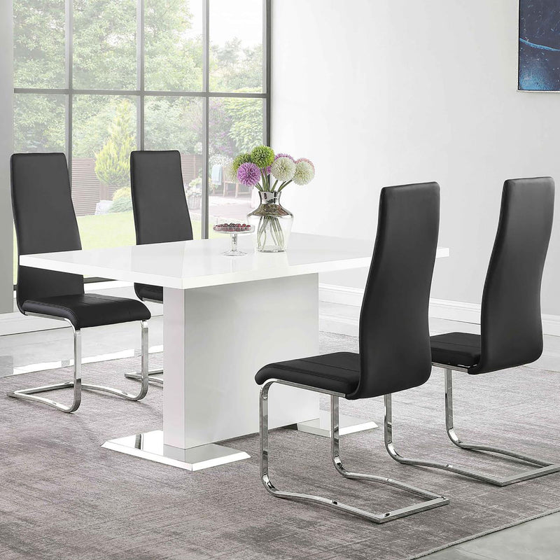 High Back Side Chairs Dining Chairs With Padded Upholstery (Set of 4) - Black