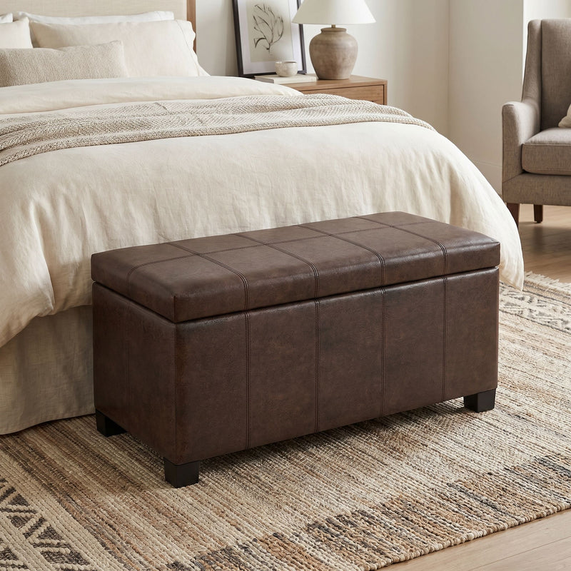 Dover - Storage Ottoman Bench - Distressed Brown
