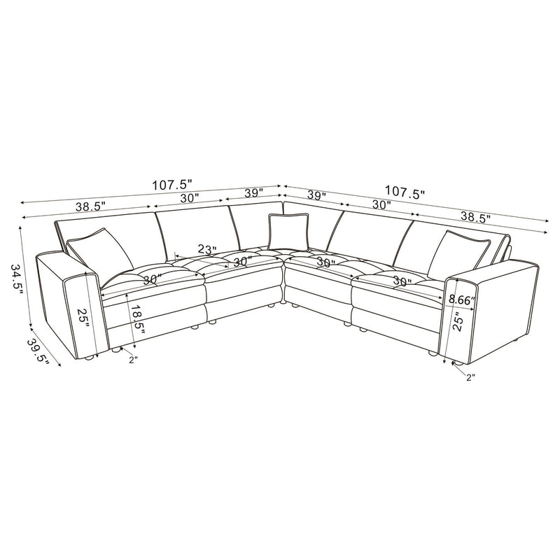 Atlantic 5-piece Upholstered Modular Sectional Sofa Blue