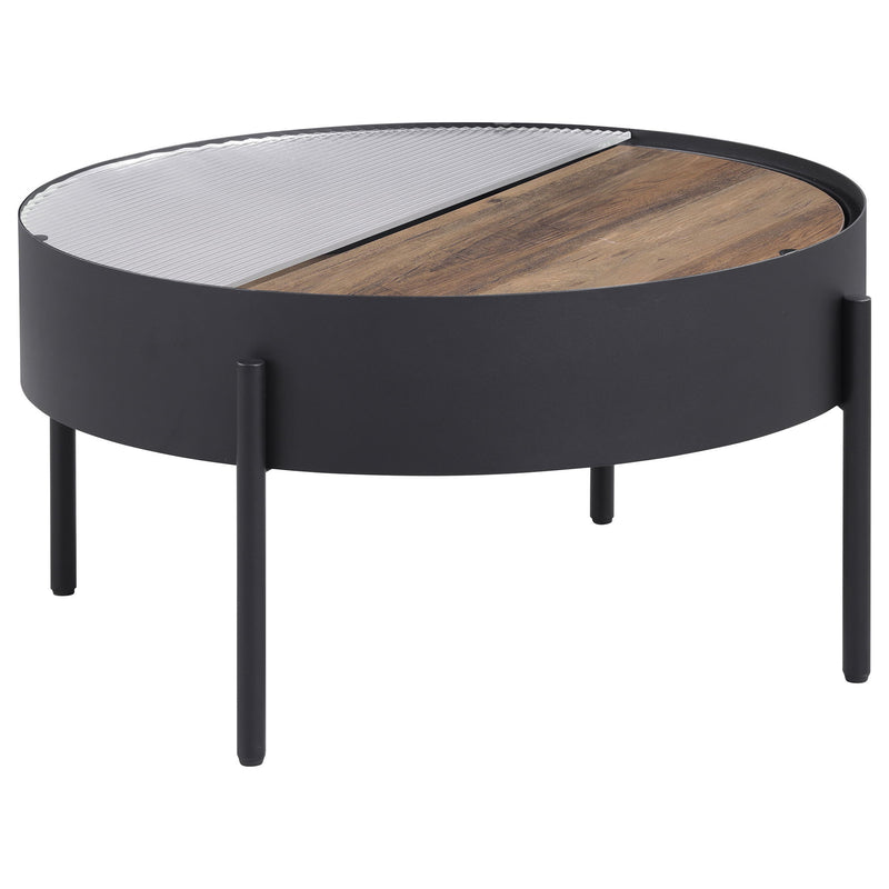 Rafael - 2 Piece Coffee Table Set With Sliding Storage - Tan / Black