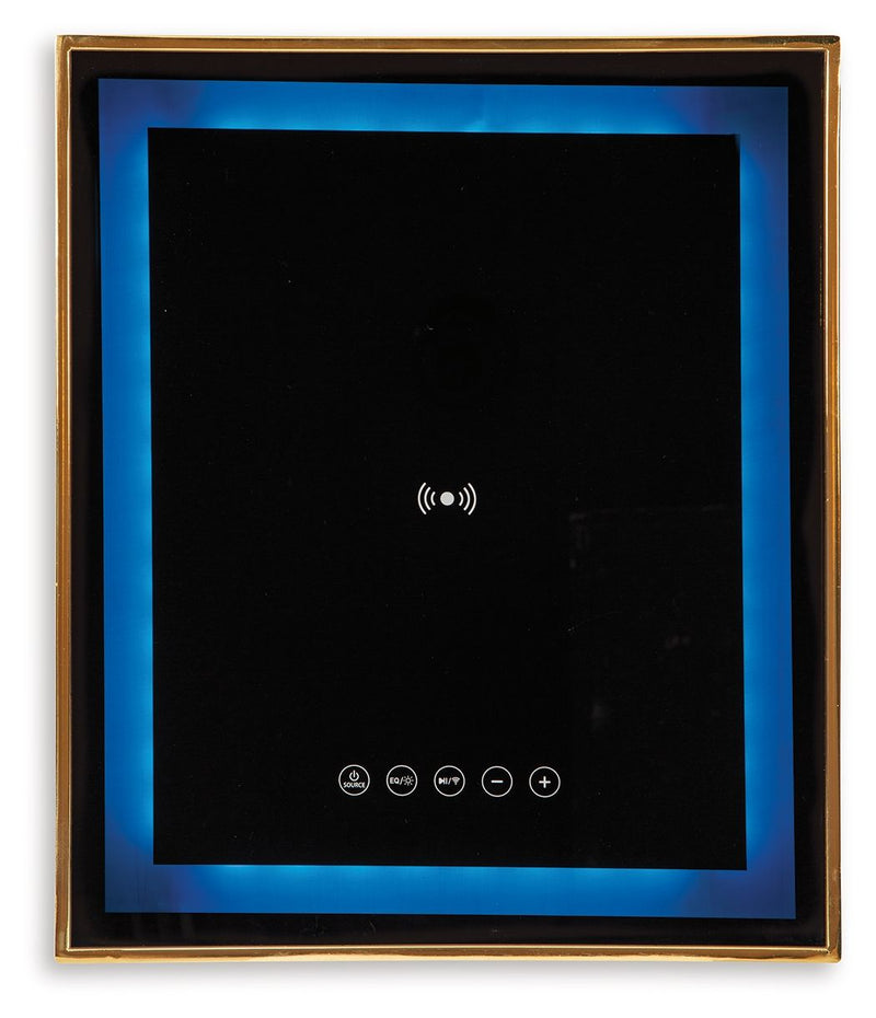 Rexwell - Accent Table With Speaker - Black / Gold Finish