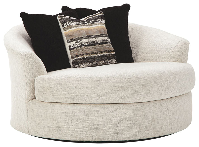 Cambri - Oversized Round Swivel Chair - Snow