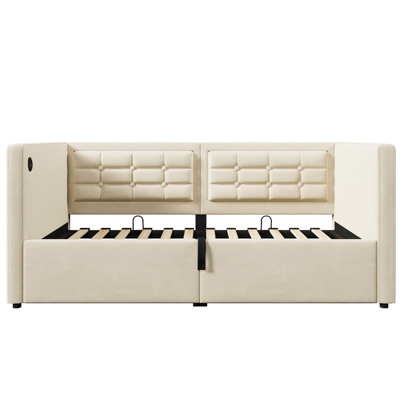 Upholstered Daybed With Hydraulic Storage And USB / Type - C Charging