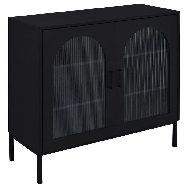 Jess - 2-Door Arched Fluted Glass Accent Cabinet - Black