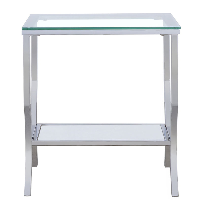 Porch & Den - Square Top End Table Elegance Glass - Chrome