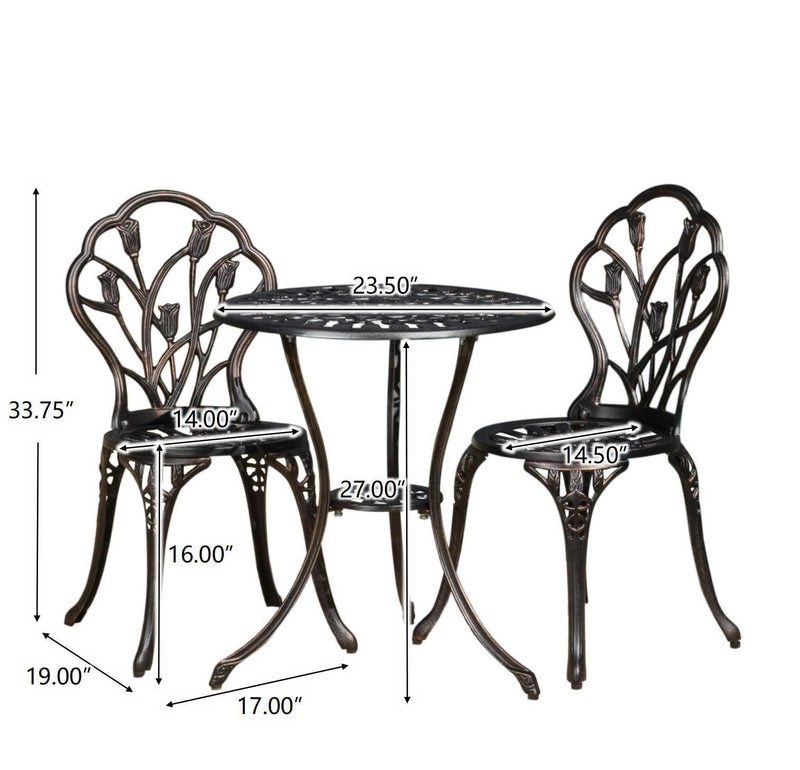 Nassau - Cast 3 Pieces Bistro Set - Copper