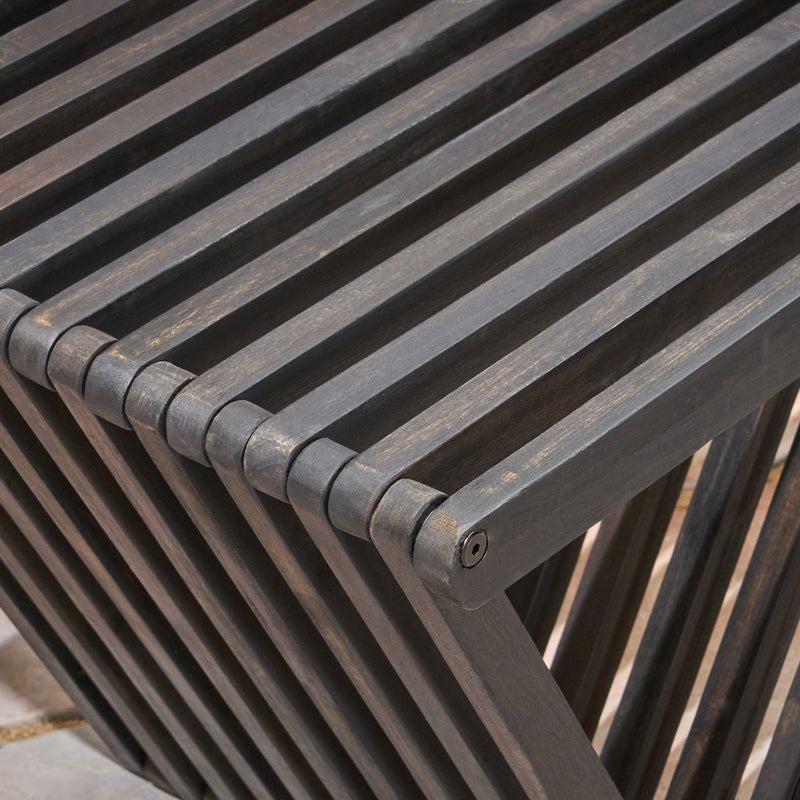 Gloaming - Outdoor Bench With Slat Design And Triangular Base - Dark Gray