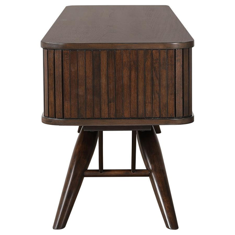 Valna - Wood TV Stand With Sliding Doors - Walnut