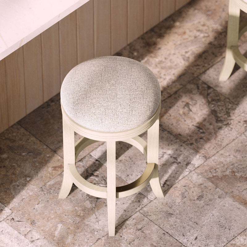 Backless Swivel Stool With Upholstered Seat