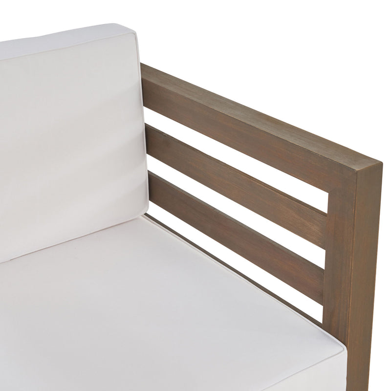 Outdoor Acacia Wood Patio Chair With Fabric Cushion