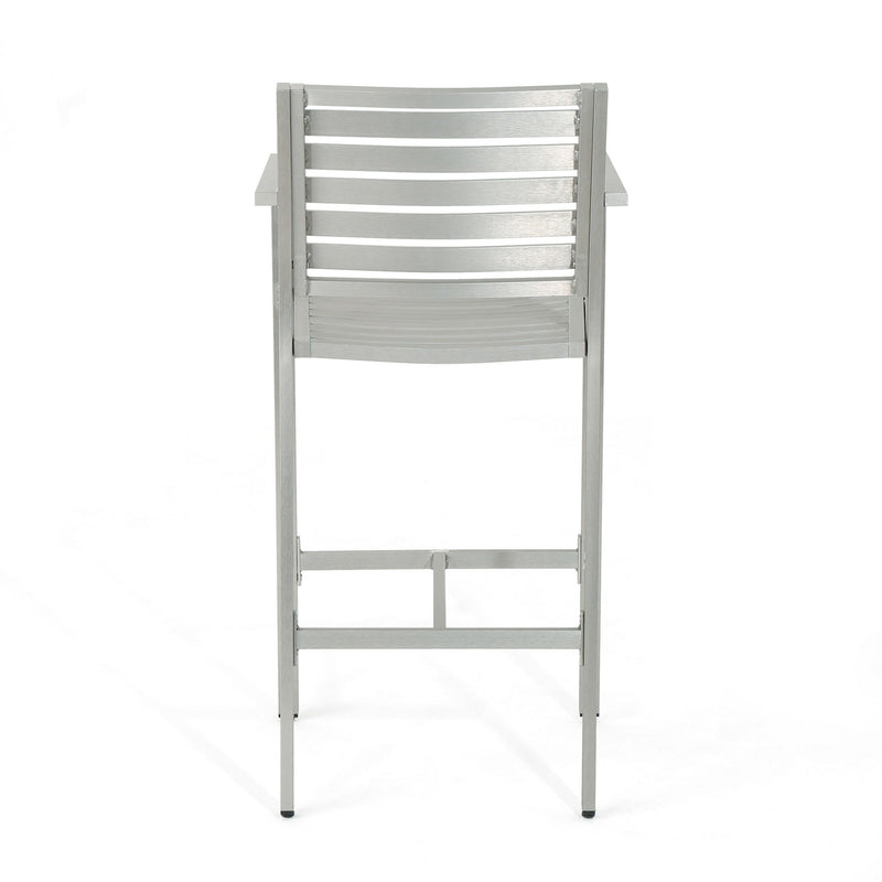 Outdoor Aluminum Rust Proof Barstools (Set of 2) - Silver