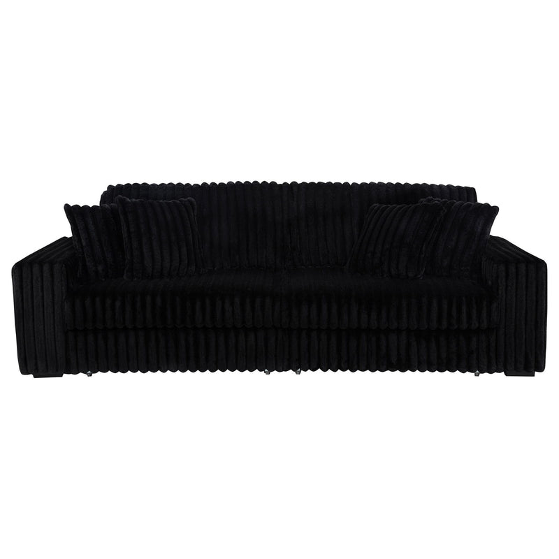 Jacana Corduroy Upholstered Dual Power Chaise Sofa Black