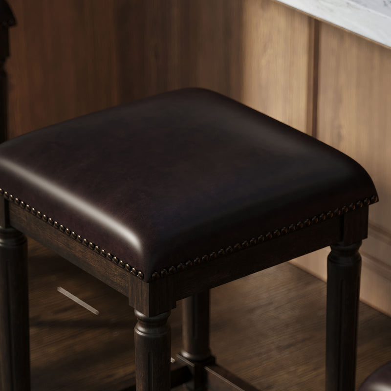 Square Stool With Upholstered Seat